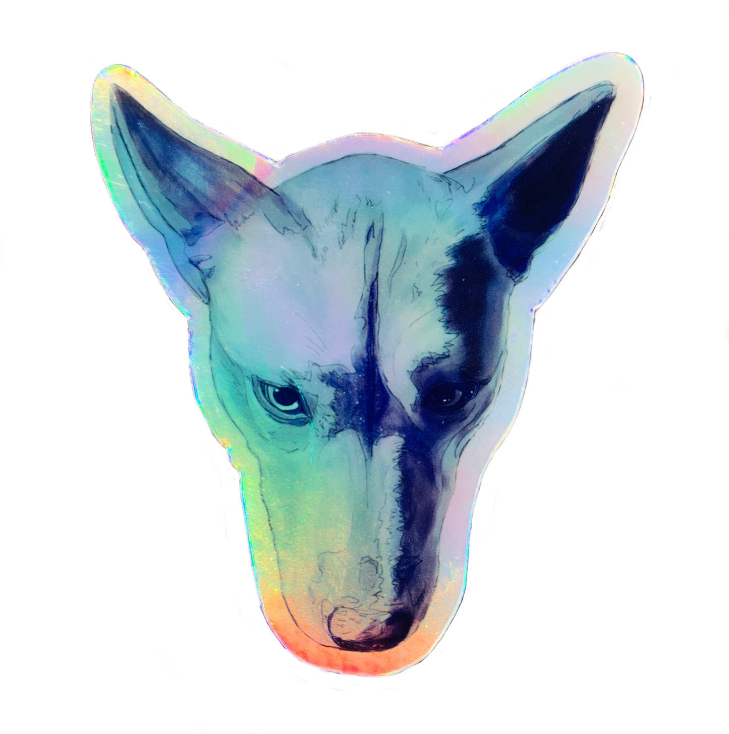 Holograghic Blue Dog Sticker