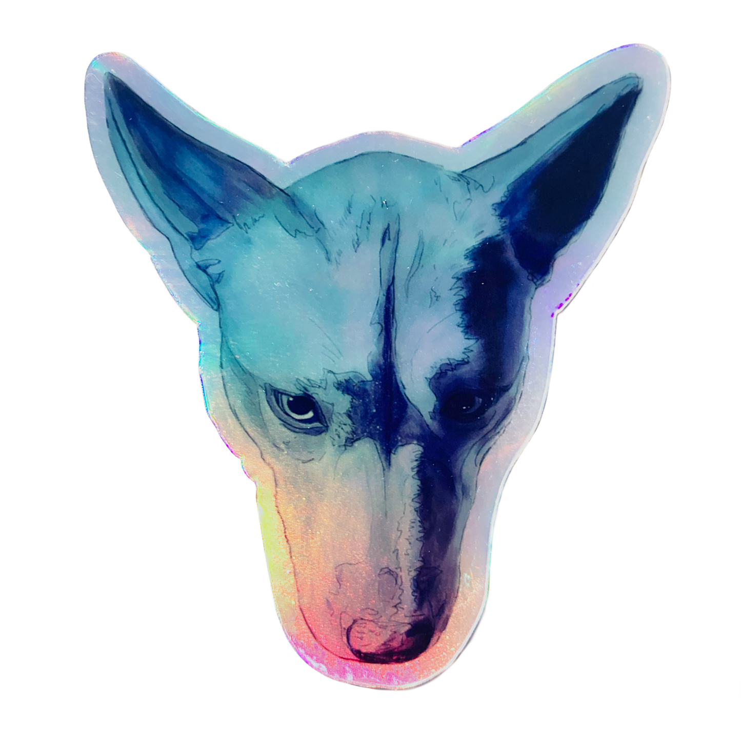 Holograghic Blue Dog Sticker