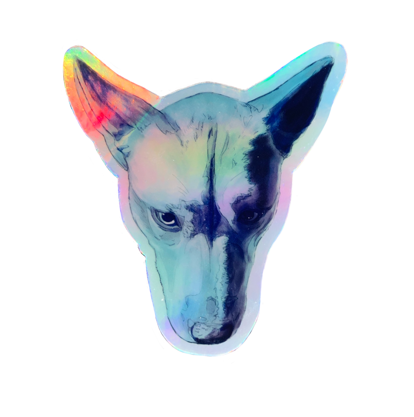 Holograghic Blue Dog Sticker